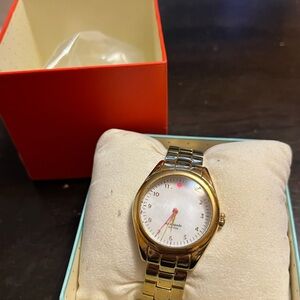 Gold Kate Spade Analog Watch with White Dial